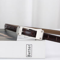 Women's Fashionable Alligator Leather Thin Belt MDA0196H6Y