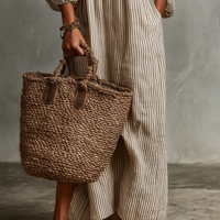 Women's Vacation Cotton-linen Blend Off-shoulder Long-sleeved Maxi Dress MDZ0481B5Y