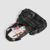 Women's Fashionable Distressed Multi-pocket Leather Handbag MDA0889H1Y
