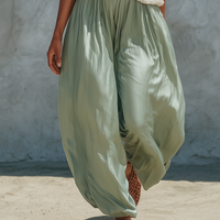 Women's Minimalist Mesh-Knit Tank Top And Faux-Acetate Balloon Pants Set MDZ2710C0Y