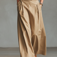 Women's Casual Khaki Cotton Blend A-line Long Skirt (Belt Not Included) MDZ1413D6GMJ