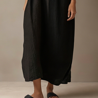 Women's Minimalist Striped Spaghetti Strap Loose Linen-Blend Maxi Dress MDZ1665D7Y
