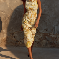Women's Minimalist Ombré Print Cowl Neck Sleeveless Midi Dress MDZ2327D8Y