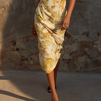 Women's Minimalist Ombré Print Cowl Neck Sleeveless Midi Dress MDZ2327D8Y