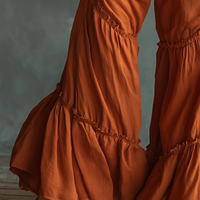 Women's Minimalist Linen-Blend Wide-Leg Pants With Elastic High Waist And Ruffles MDZ2572D4Y