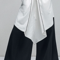 Women’s White Halter Neck Asymmetrical Tunic Top & Black Wide-Leg Pants Two-Piece Set MDZ2764D6T