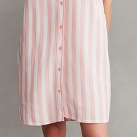 Women's Minimalist Striped Single-Breasted Cap-sleeves Mini Shirt Dress MDZ2877D1Y