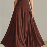 Women's Chocolate Brown Jersey Gown With One-Shoulder Strap & A-Line Skirt, Timeless Elegant Bridesmaid Dress MDZ2928D4LYL