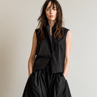 Women's Minimalist Commuter-Casual Faux Two-Piece Cotton-Linen Black Sleeveless Midi Dress MDZ2942D6ZJW
