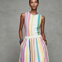 Women's Casual Colorful Woven Sleeveless Maxi Dress With Round Neck MDZ2995D0LXY