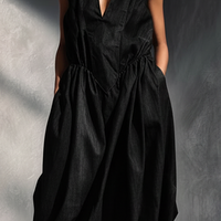 Women's Loose-Fit Sleeveless V-Neck Long Denim DressMDZ0730E5ZRK