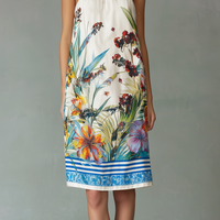 Women's Casual Woven Mini Dress: Colorful Print, Spaghetti Straps, Sleeveless, Loose Fit MDZ0719E0LXY