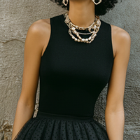Women's Retro Black Knit Cotton Blend Polka Dot Tulle Spliced Sleeveless Midi Dress MDZ0797E8GMJ