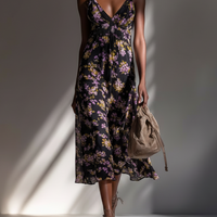 Women's Simple Floral Print Midi Slip DressMDZ0824E3ZRK