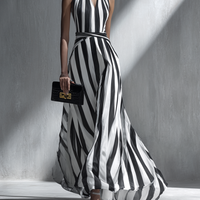 Women's Minimalist Striped Flowy Maxi Dress MDZ0885E3ZRK