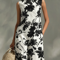 Women's Simple Printed Sleeveless Maxi DressMDZ0881E4ZRK