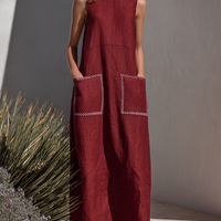 Women's Simple Linen-Blend Sleeveless Maxi Dress MDZ0939E5ZRK