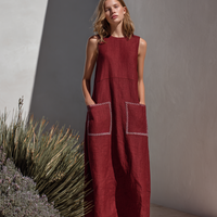 Women's Simple Linen-Blend Sleeveless Maxi Dress MDZ0939E5ZRK