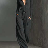 Women's Elegant Knit Sparkling Zipper Front Jumpsuit MDA2560G5I