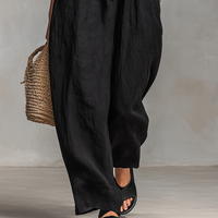 Women's Minimalist Loose-fitting Linen Blend Strapless Jumpsuit With Tie Closure MDZ2024A9Y