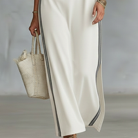 Women's Minimalist Athletic-Style Sleeveless Henley Maxi Dress MDZ1960C6Y