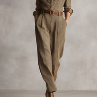 Women's Brown Sophisticated Tweed - Texture Plaid Utility Jumpsuit (without belt) MDA0167I2I