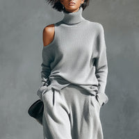 Women's One-shoulder Cut-out Modern Knit-Blend Set MDA2539G2I