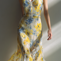 Women's Minimalist Floral Lace-Trimmed Midi Slip Dress MDZ0753E6ZRK