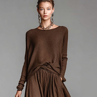 Women's Fashion Round Neck Knitted Sweater Skirt Set MDA0737H3Y