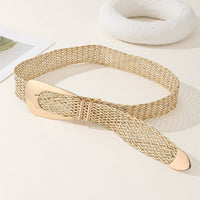 Women's Gold Chic Cotton And Linen Braided Imitation Metal Belt MDA1606H0I