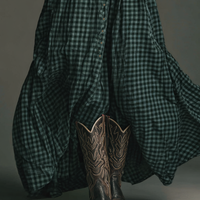 Women's Plaid Long Sleeve Shirt Maxi Dress MDA1241H2Y