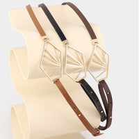 Women's Neutral - Brown Minimalist Leather Geometric Belt MDA0660H5I