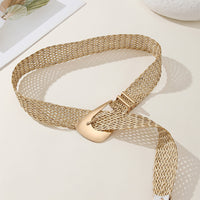 Women's Gold Chic Cotton And Linen Braided Imitation Metal Belt MDA1606H0I