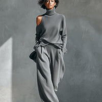 Women's One-shoulder Cut-out Modern Knit-Blend Set MDA2539G2I