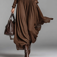 Women's Fashion Round Neck Knitted Sweater Skirt Set MDA0737H3Y