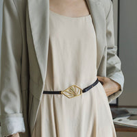 Women's Neutral - Brown Minimalist Leather Geometric Belt MDA0660H5I