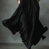 Women's Black Blend Textured Pleated Vintage Maxi Dress MDA0859H8T
