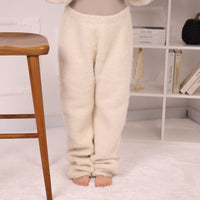 Alpaca Knit Sweater and Pants Set, Cream Fluffy Lounge Knitwear Outfit T2190
