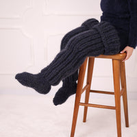 Long Chunky Knit Boot Socks, Over Knee Mohair and Wool Leg Warmers T2180