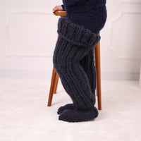 Long Chunky Knit Boot Socks, Over Knee Mohair and Wool Leg Warmers T2180