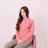 Baby Suri Alpaca Sweater, Pink Lightweight Knit Pullover, Soft Crewneck Alpaca Jumper T2197