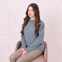 Baby Suri Alpaca Sweater, Soft Fluffy Knit Pullover, Lightweight Crewneck Sweater T2196