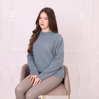 Baby Suri Alpaca Sweater, Soft Fluffy Knit Pullover, Lightweight Crewneck Sweater T2196