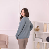 Baby Suri Alpaca Sweater, Soft Fluffy Knit Pullover, Lightweight Crewneck Sweater T2196