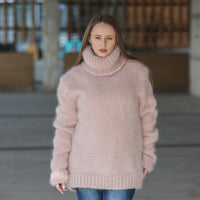 One available in size 3XL, Kid Mohair Turtleneck Sweater, 10 Strand Fluffy Texture T2216