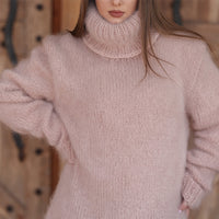 One available in size 3XL, Kid Mohair Turtleneck Sweater, 10 Strand Fluffy Texture T2216