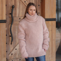 One available in size 3XL, Kid Mohair Turtleneck Sweater, 10 Strand Fluffy Texture T2216