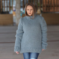 One available in size 6XL, Suri Alpaca Sweater, Chunky Knit, Hand Knitted Crewneck T2217