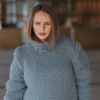 One available in size 6XL, Suri Alpaca Sweater, Chunky Knit, Hand Knitted Crewneck T2217