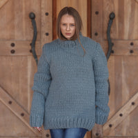 One available in size 6XL, Suri Alpaca Sweater, Chunky Knit, Hand Knitted Crewneck T2217